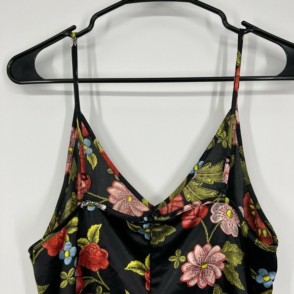 JustFab Slip Dress Satin Floral Lace Trim - Picture 9 of 11
